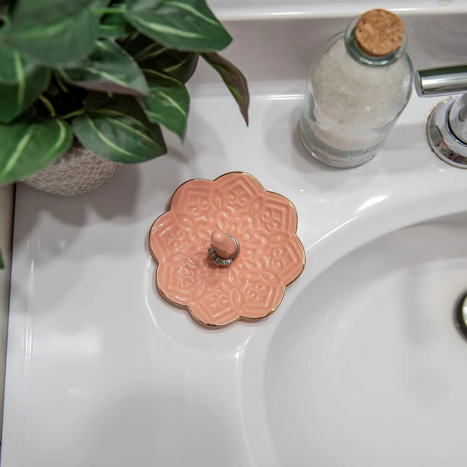 Ceramic Pink Mandala Jewelry Holder Decorative Ring Holder/Trinket Tray Valentine's Day Engagement Wedding Birthday Gifts for Women Her