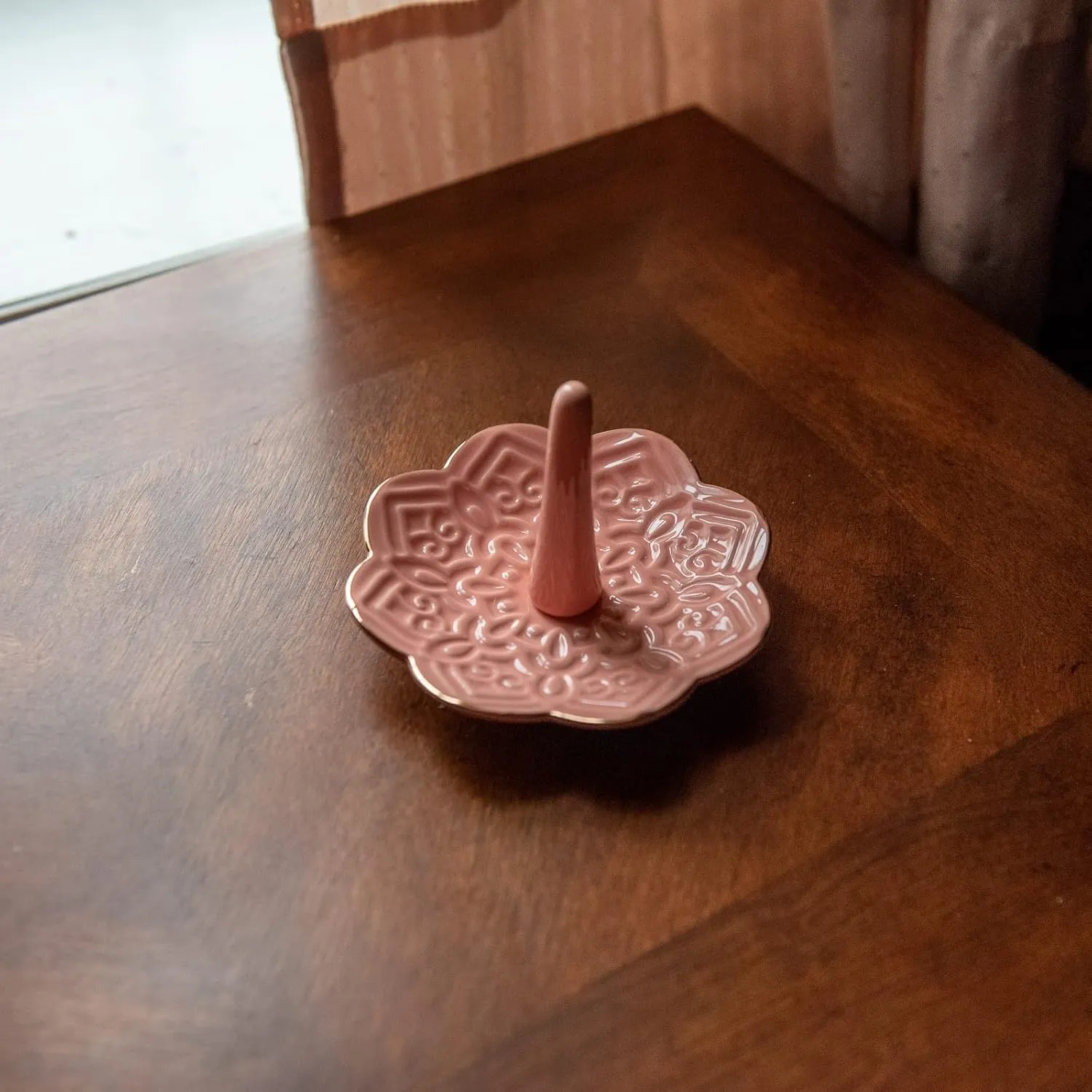 Ceramic Pink Mandala Jewelry Holder Decorative Ring Holder/Trinket Tray Valentine's Day Engagement Wedding Birthday Gifts for Women Her