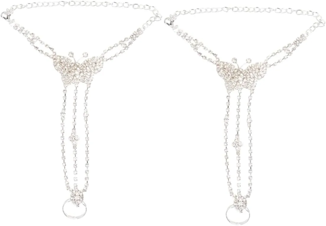 Chic Beach Anklet Women's Jewelry Rhinestone Anklet Adjustable Foot Chain for Summer Outfits