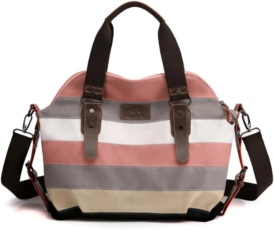 Chikencall Women Canvas Handbag Color Hobo Purse Large Capacity Shopper Shoulder Satchel
