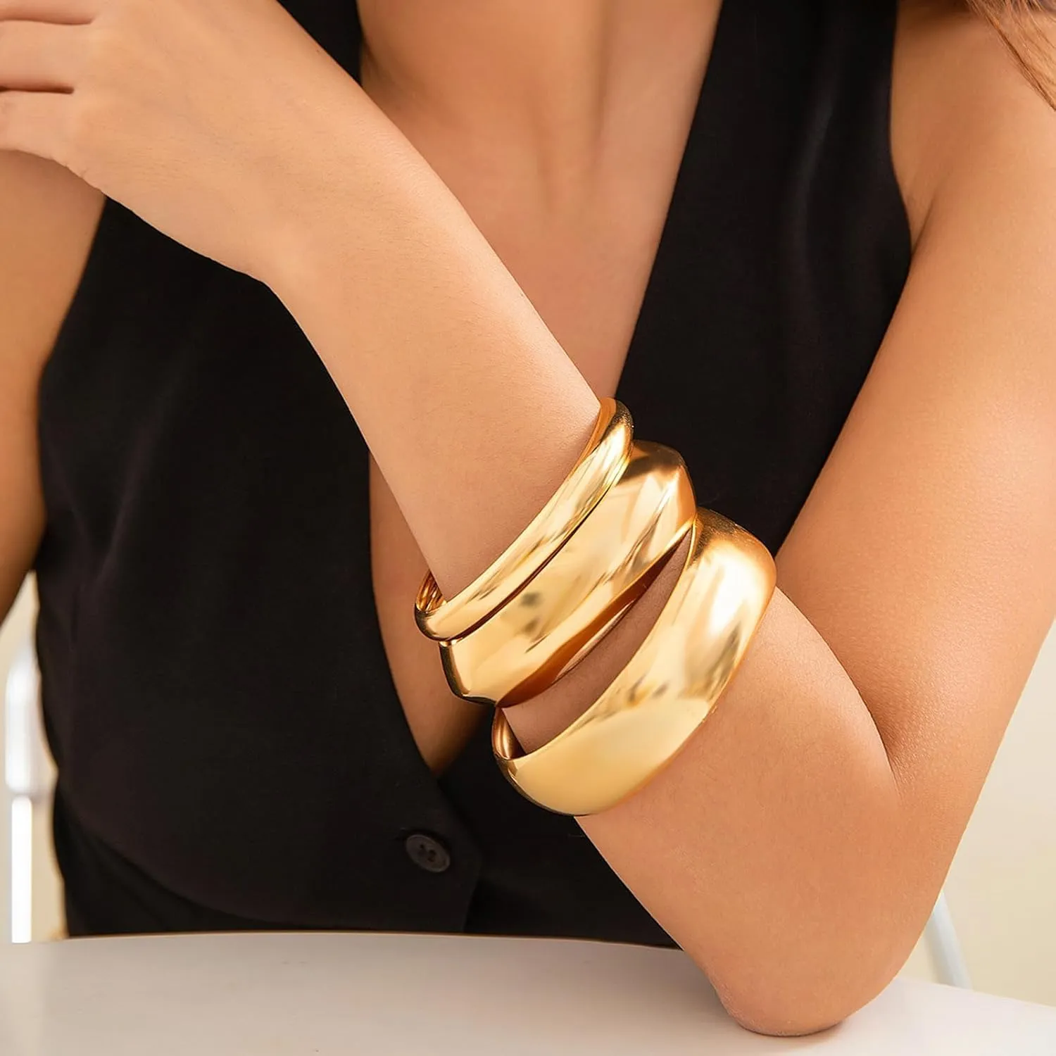 choice of all Gold Bangles for Women Chunky Gold Bracelet Gold Cuff Bangle Bracelets for Women Non Tarnish Arm Bracelet Upper Arm Trendy Jewelry Gift