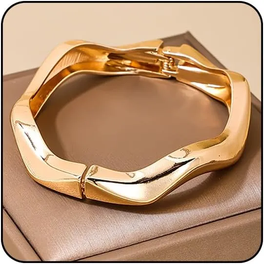 Chunky Gold Bracelets for Women Twisted Spiraled 18K Gold Bangle Bracelet Thick Gold Cuff Bracelets for Women Statement Bracelet
