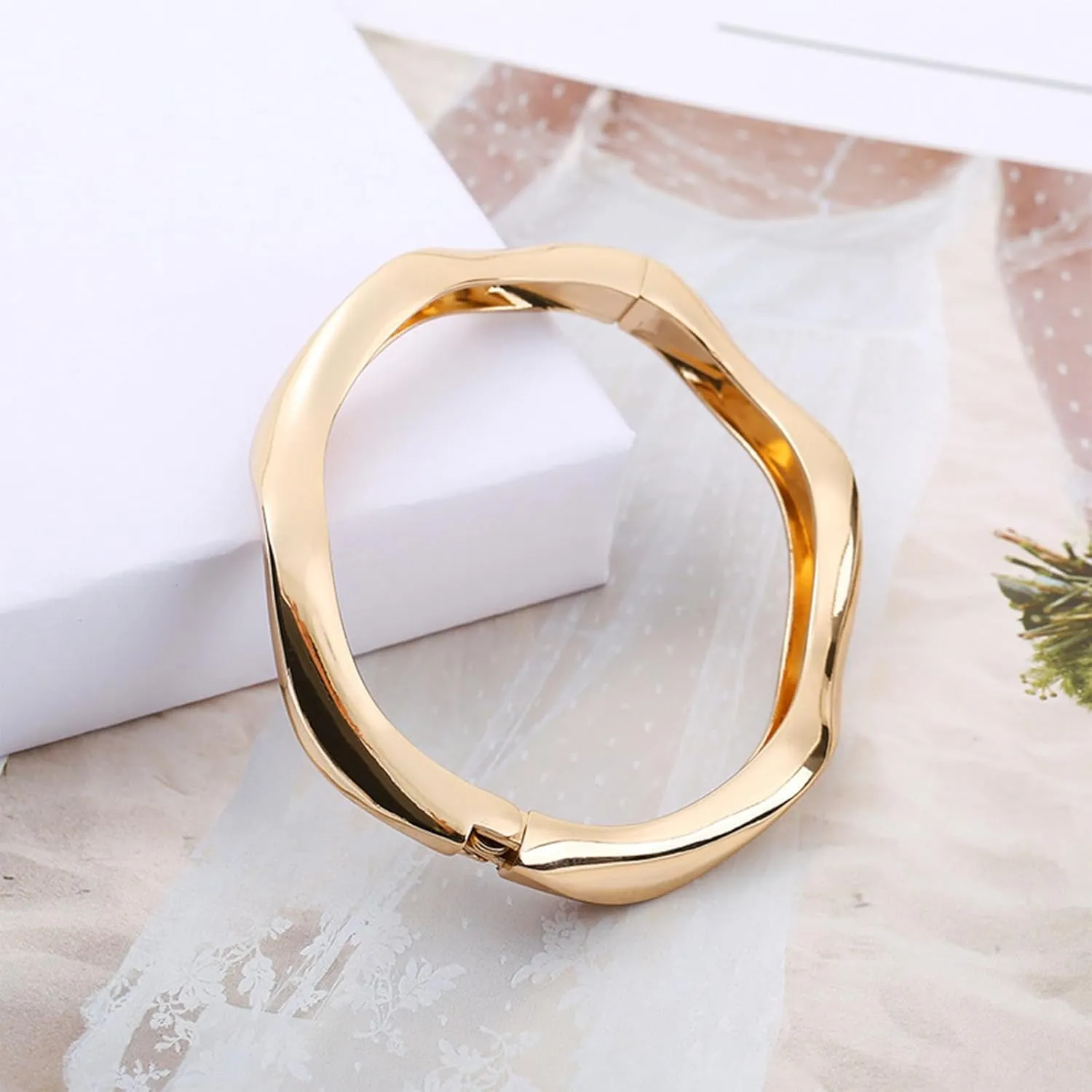 Chunky Gold Bracelets for Women Twisted Spiraled 18K Gold Bangle Bracelet Thick Gold Cuff Bracelets for Women Statement Bracelet