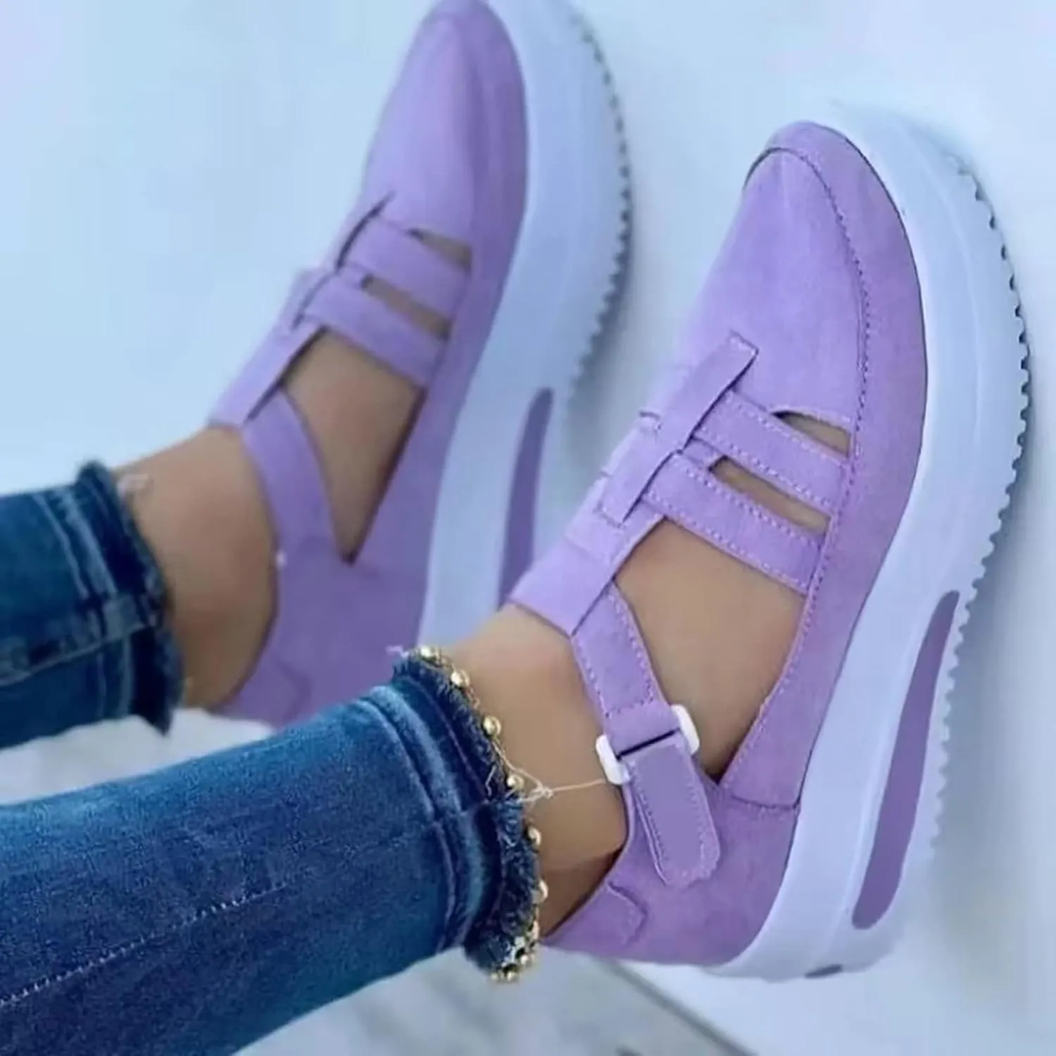Closed Toe Sandals Women Womens Summer Casual Hollow Strappy Flat Buckle Strap Sneakers Trendy Slip on Canvas Flats Loafers Walking Out Breathable Platform Wedge Sandal On Orthopedic Shoes