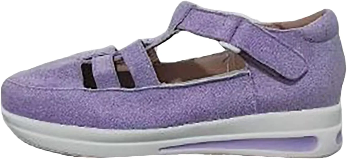 Closed Toe Sandals Women Womens Summer Casual Hollow Strappy Flat Buckle Strap Sneakers Trendy Slip on Canvas Flats Loafers Walking Out Breathable Platform Wedge Sandal On Orthopedic Shoes