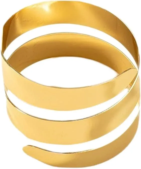 COLORFUL BLING Hollow Out Geometric Cuff Wrap Bangle Bracelet for Women Adjustable Gold Cuff Bracelets Polished Open Wide Wire Bracelets Statement Jewelry