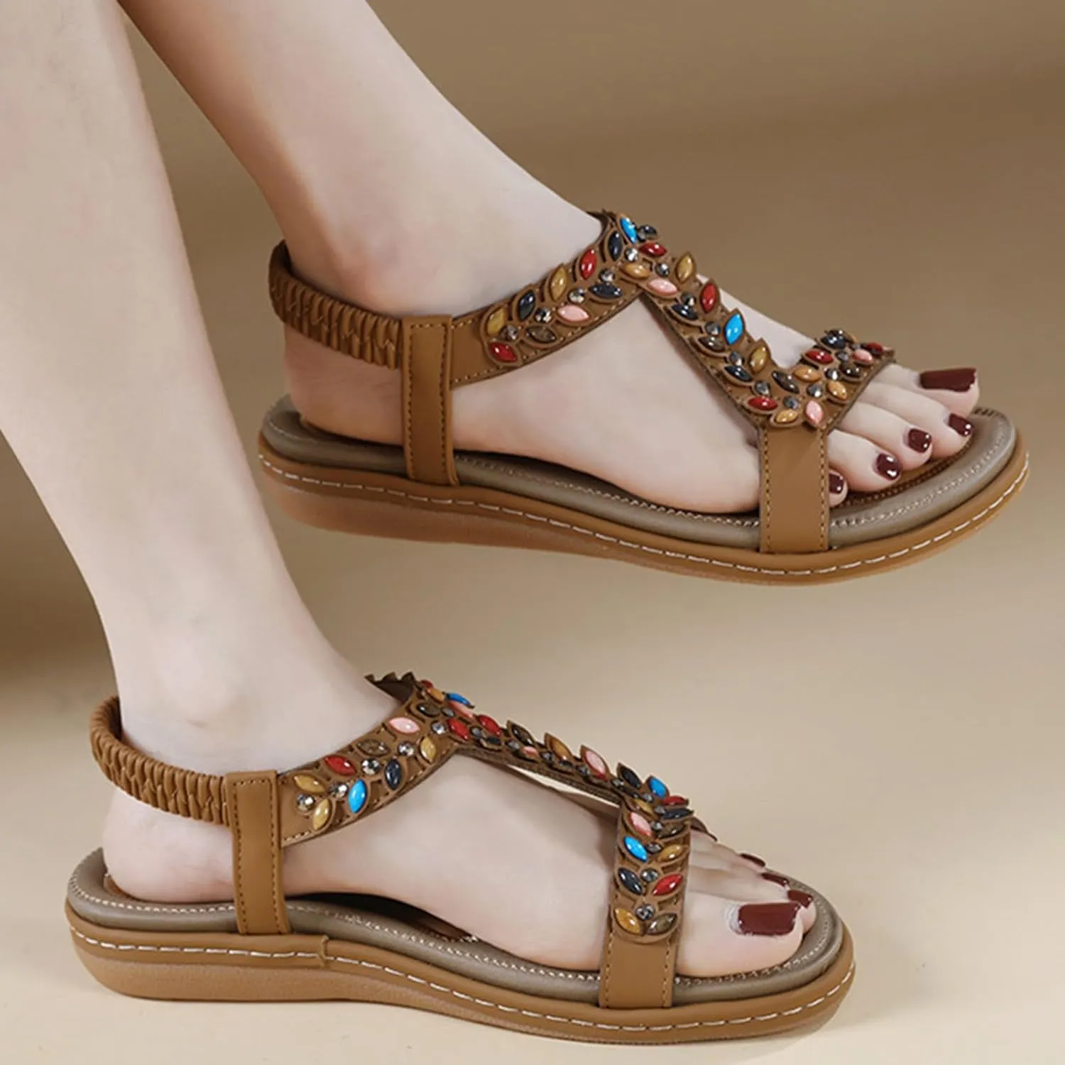 Comfortable Slip on Slide Sandals for Women Versatile Casual Work Summer Shoes Slim Flat Sandals for Women