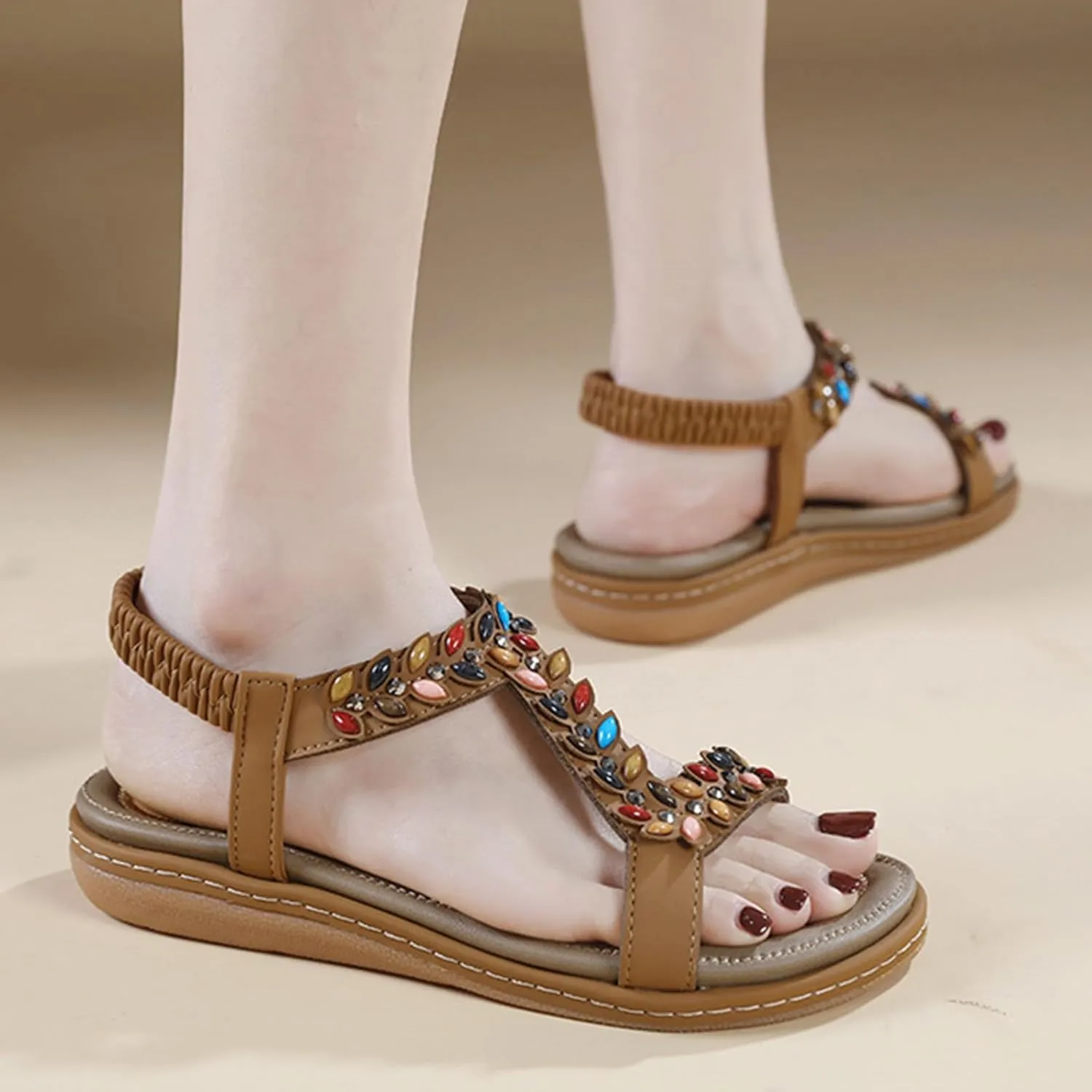 Comfortable Slip on Slide Sandals for Women Versatile Casual Work Summer Shoes Slim Flat Sandals for Women