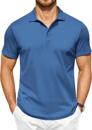COOFANDY Men Polo Shirts Short Sleeve Quick Drying Athletic Collared Golf Shirts Moisture Wicking Tees