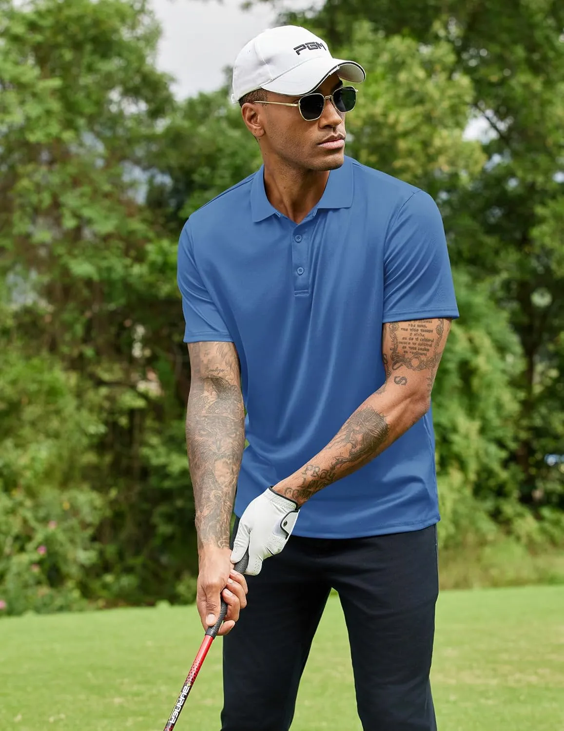 COOFANDY Men Polo Shirts Short Sleeve Quick Drying Athletic Collared Golf Shirts Moisture Wicking Tees