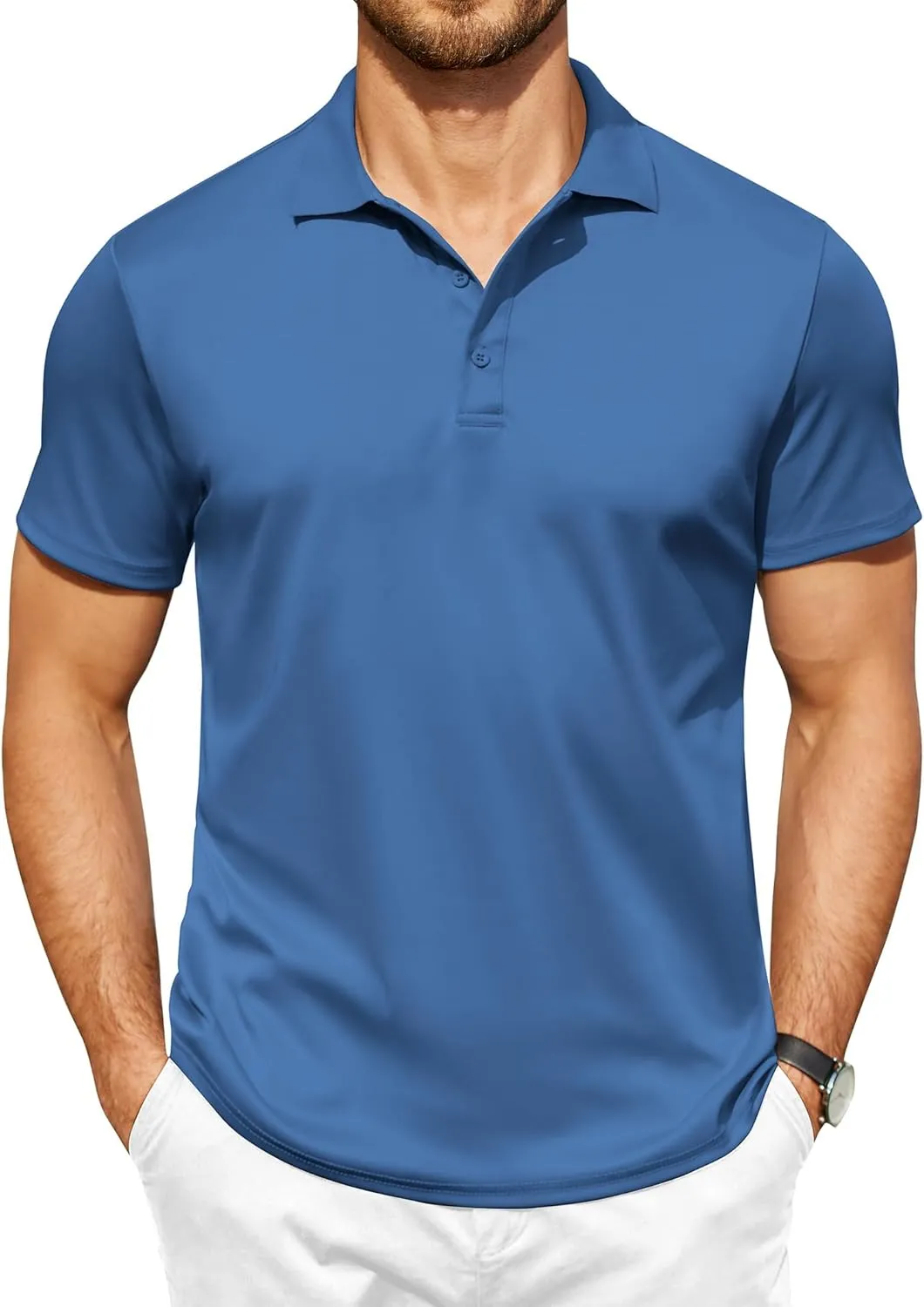 COOFANDY Men Polo Shirts Short Sleeve Quick Drying Athletic Collared Golf Shirts Moisture Wicking Tees