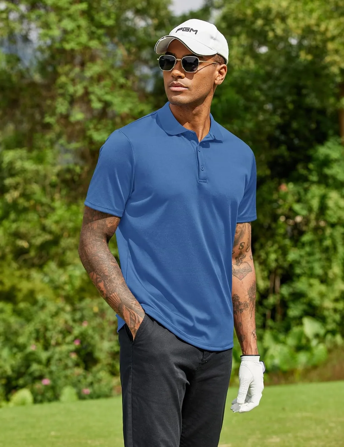 COOFANDY Men Polo Shirts Short Sleeve Quick Drying Athletic Collared Golf Shirts Moisture Wicking Tees