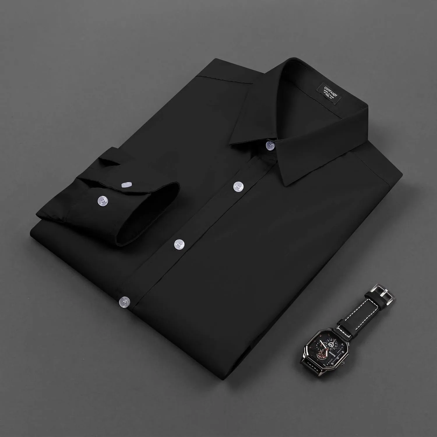 COOFANDY Mens Casual Button Down Shirts Long Sleeve Untucked Shirts for Men Stretch Dress Shirt