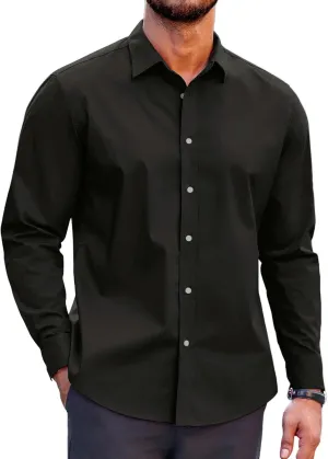 COOFANDY Mens Casual Button Down Shirts Long Sleeve Untucked Shirts for Men Stretch Dress Shirt