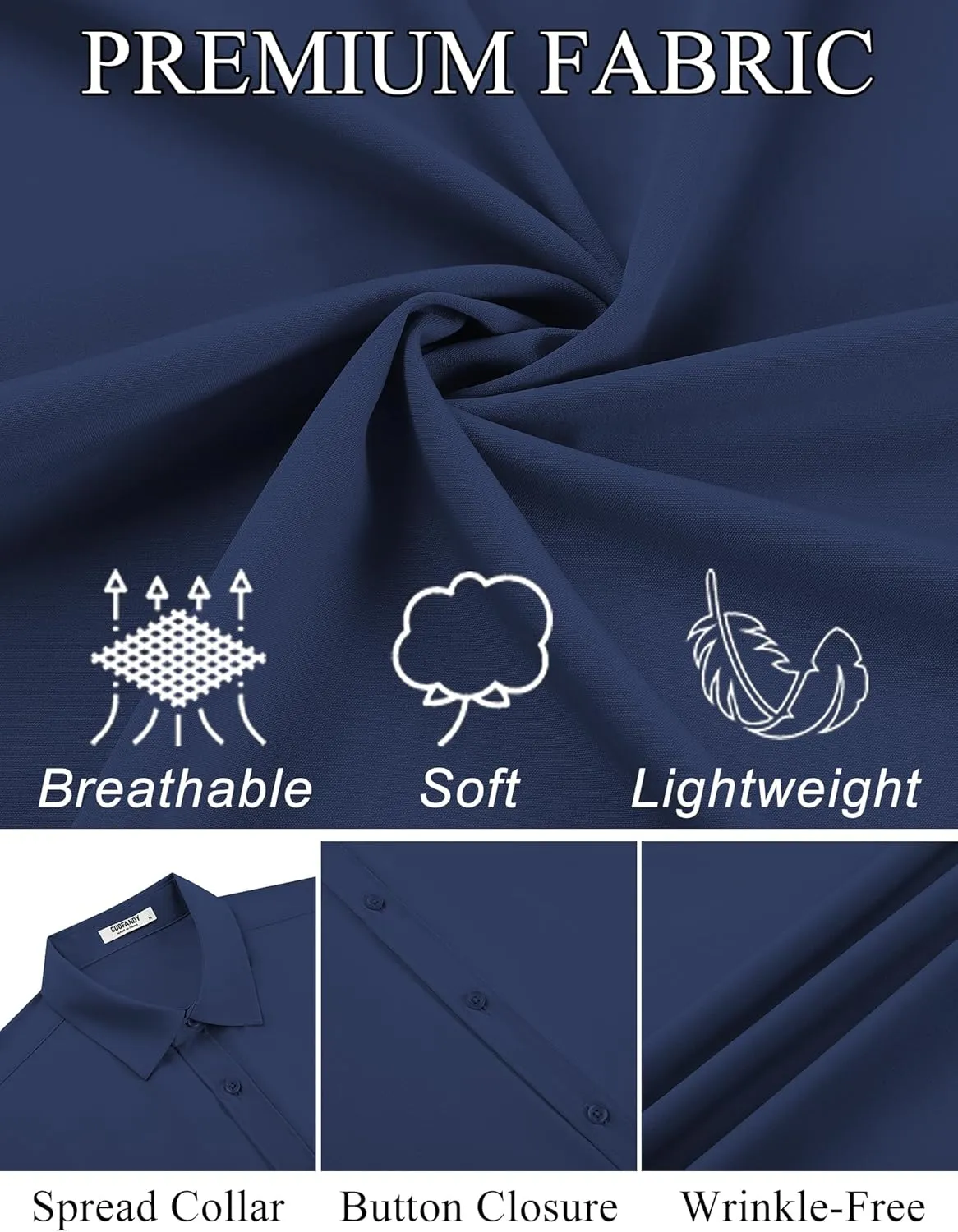 COOFANDY Mens Dress Shirts Button Down Short Sleeve Shirt Summer Shirts Business Casual Wedding Shirt