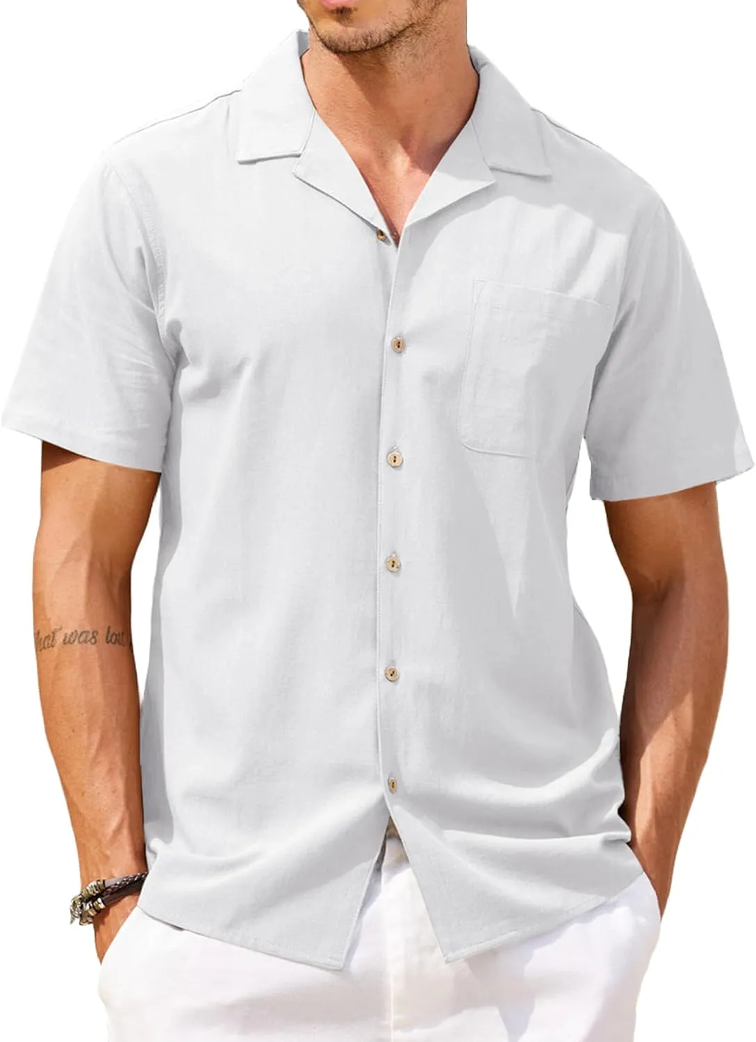 COOFANDY Mens Hawaiian Shirt Short Sleeve Buttoon Down Shirts Casual Tropical Floral Summer Linen Shirts