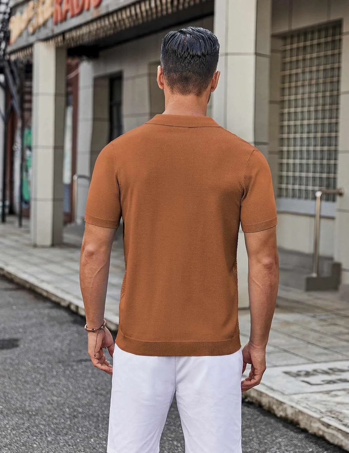 COOFANDY Mens Knit Button Down Shirt Short Sleeve Summer Casual Shirts Vintage Beach Vacation Shirts