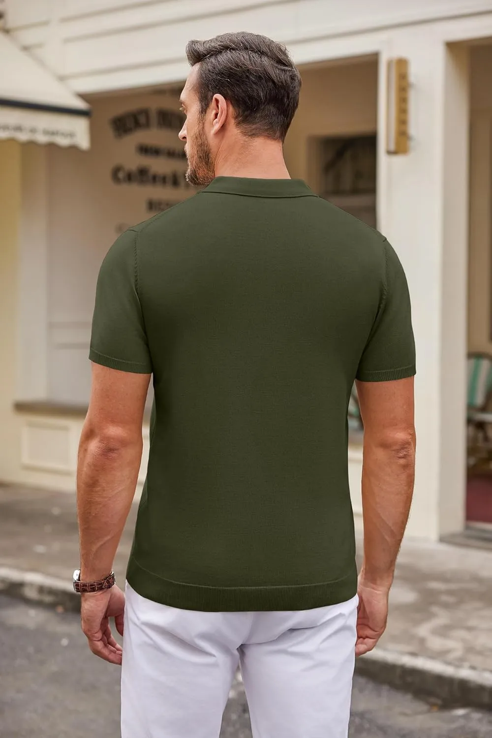 COOFANDY Mens Knit Polo Shirts Casual Short Sleeve Button Down Polo Shirt Classic Golf Shirts