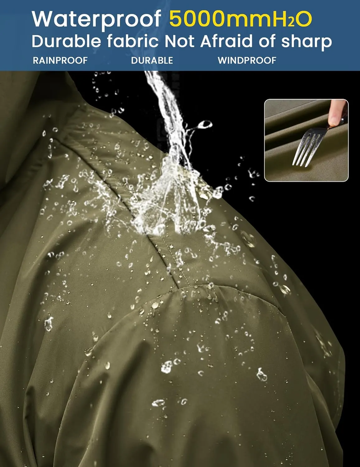 COOFANDY Men's Long Raincoat Ligtweight Rain Jacket Waterproof Outdoor Jackets with Hood