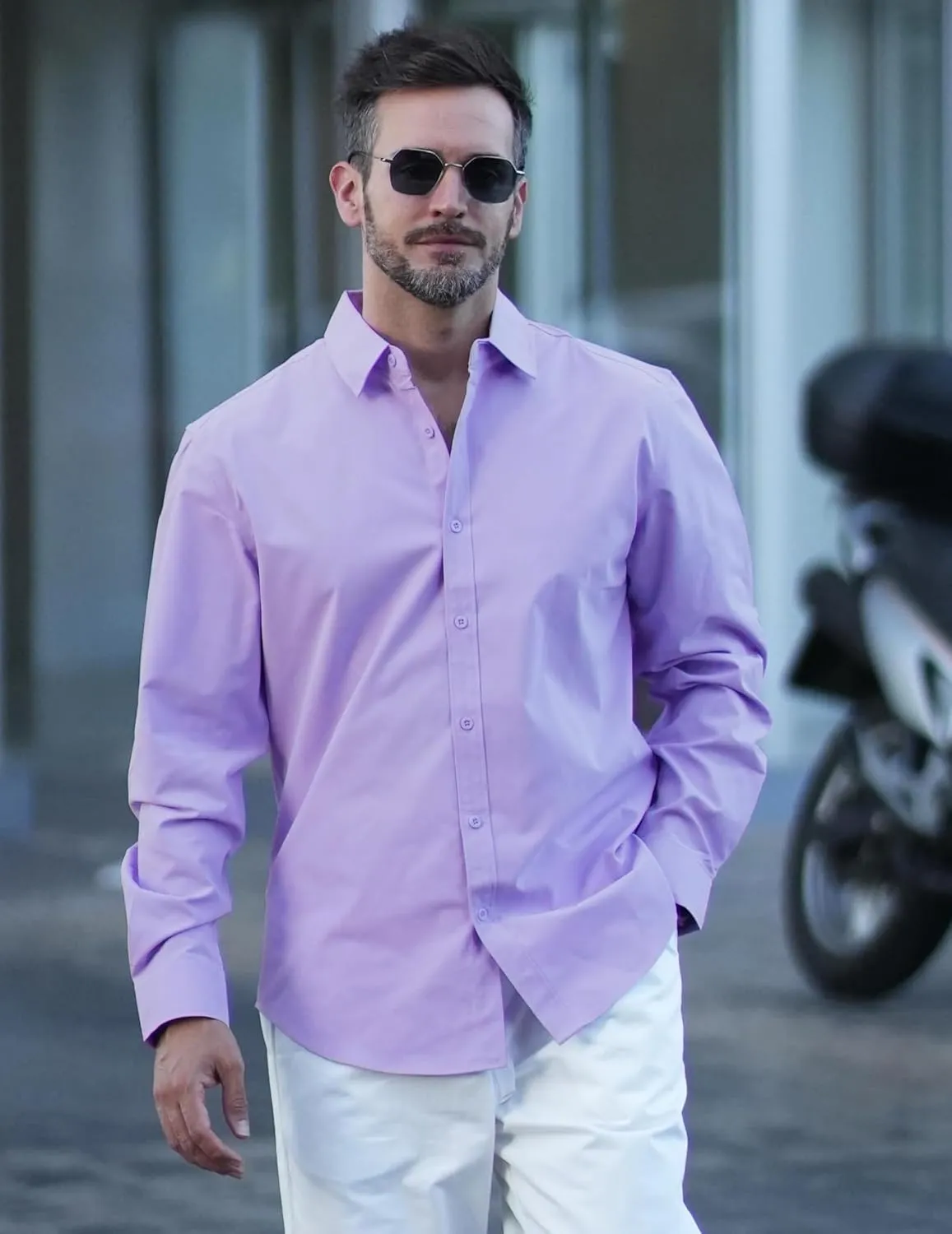 COOFANDY Men's Long Sleeve Button Down Shirts Casual Untucked Dress Shirt Summer Beach Wedding Shirts