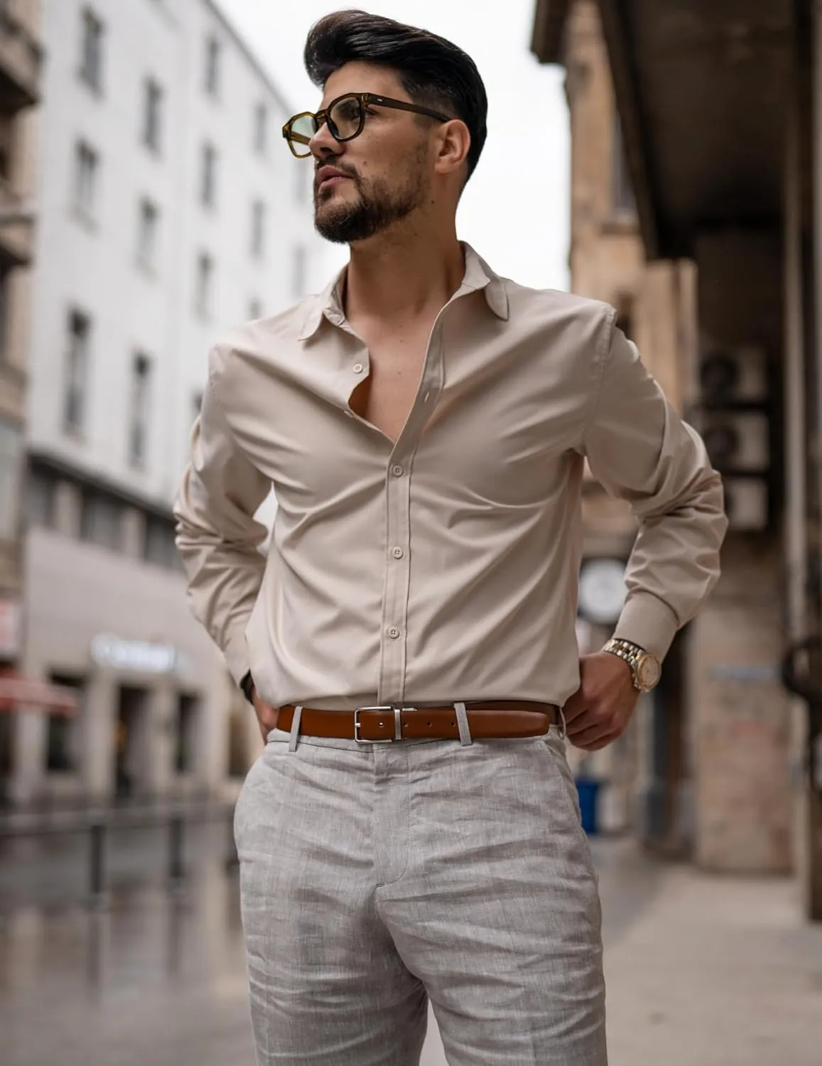COOFANDY Men's Long Sleeve Button Down Shirts Casual Untucked Dress Shirt Summer Beach Wedding Shirts