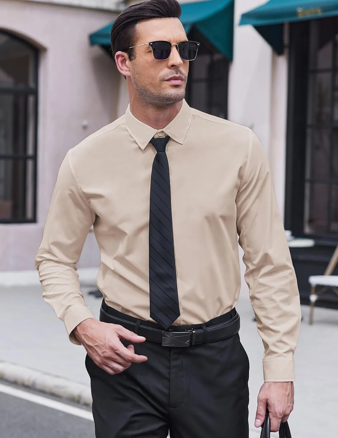 COOFANDY Men's Long Sleeve Button Down Shirts Casual Untucked Dress Shirt Summer Beach Wedding Shirts
