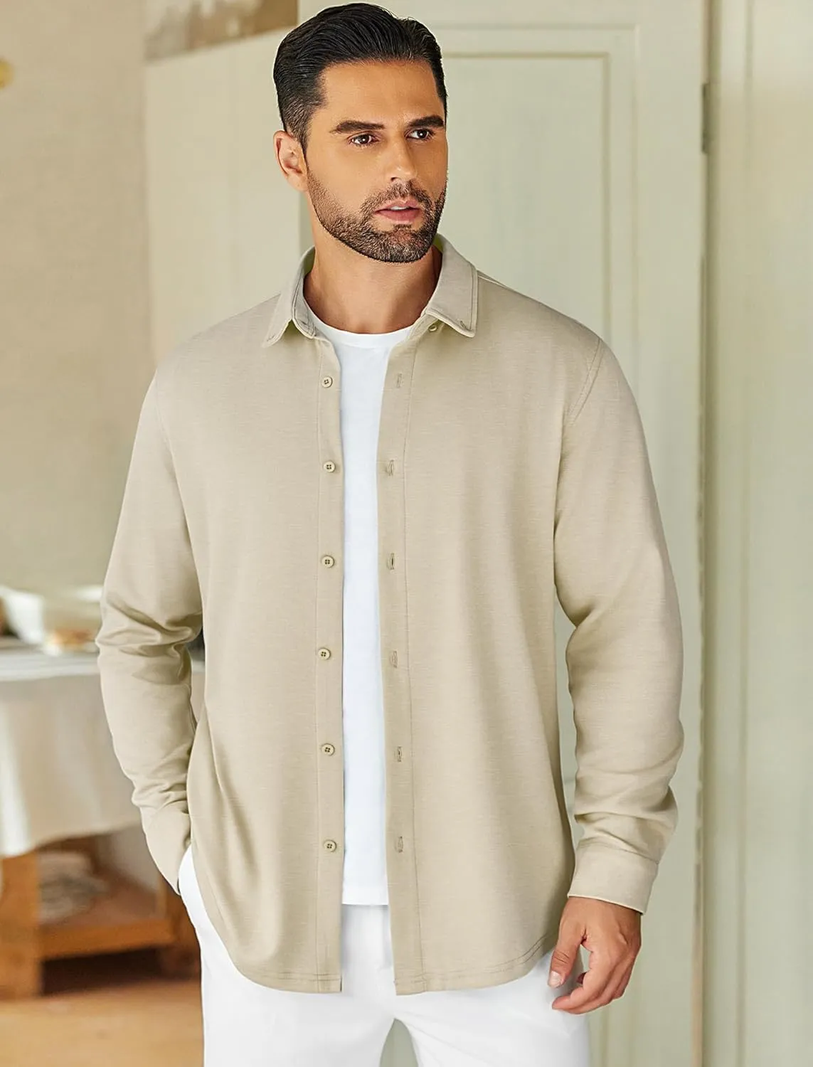COOFANDY Mens Long Sleeve Wrinkle Free Shirts Stretch Dress Shirts Regular Fit Button Down Shirt
