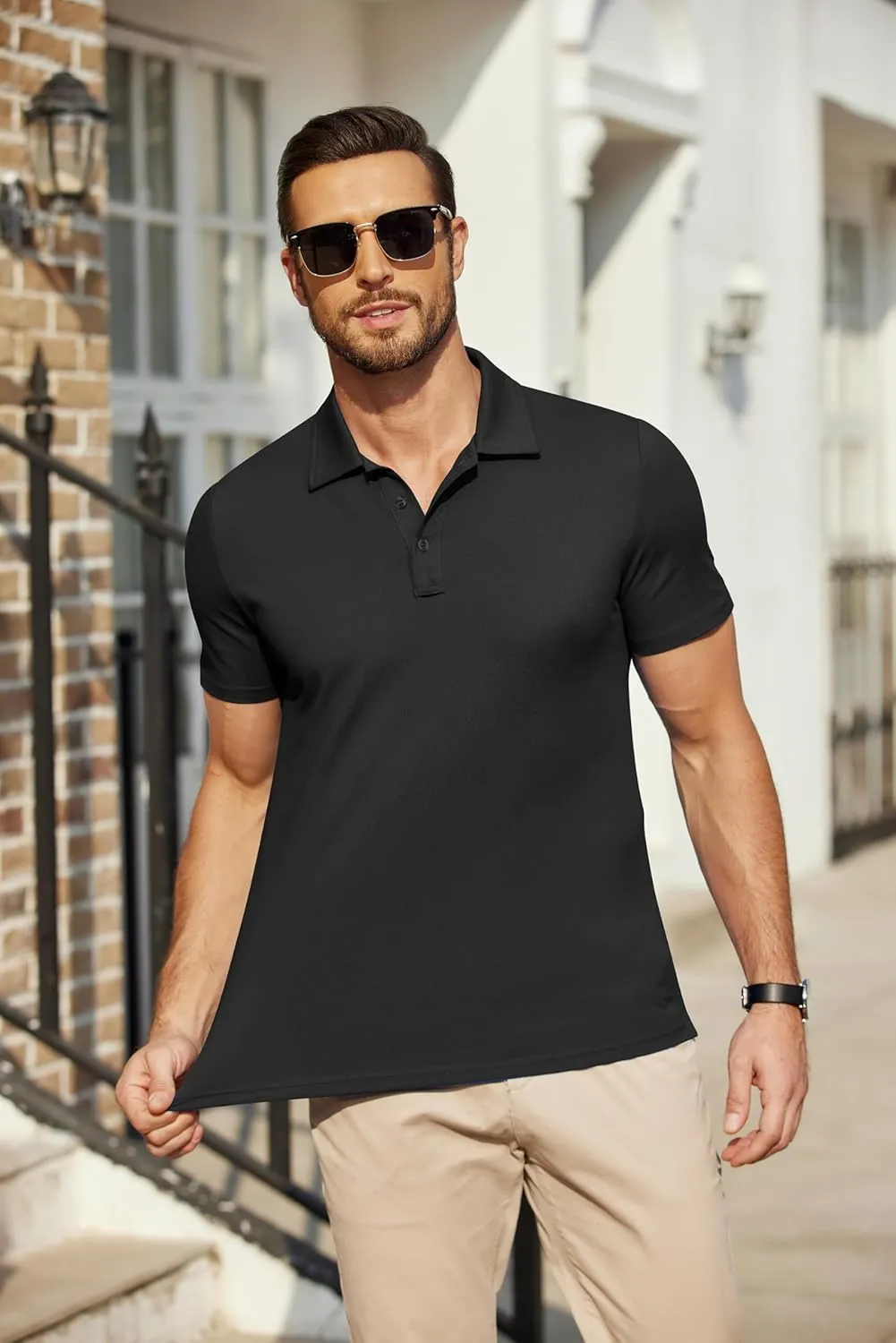 COOFANDY Men's Polo Shirts Short Sleeve Pique Jersey Golf Shirt Casual Summer Collared T-Shirts