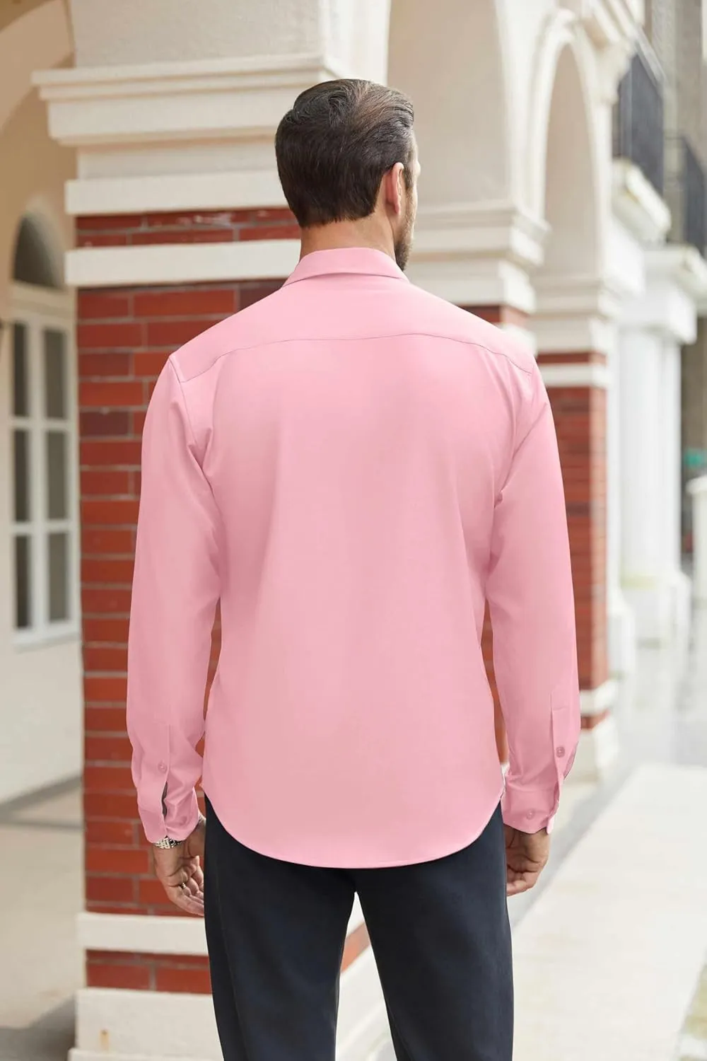 COOFANDY Mens Stretch Dress Shirts Long Sleeve Button Down Shirt Regular Fit Formal Business Shirts