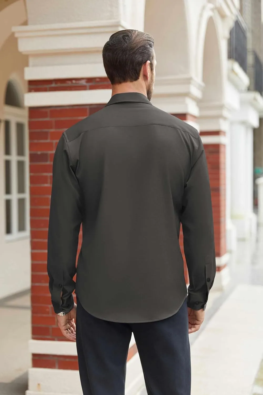 COOFANDY Mens Stretch Dress Shirts Long Sleeve Button Down Shirt Regular Fit Formal Business Shirts