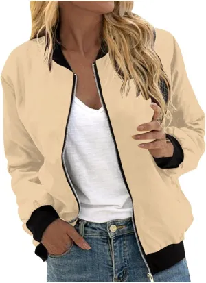 COTECRAM Bomber Jacket Women 2024 Causal Floral Zip Up Coats Long Sleeve Stand Collar Fall Jackets Lightweight Outerwear Tops