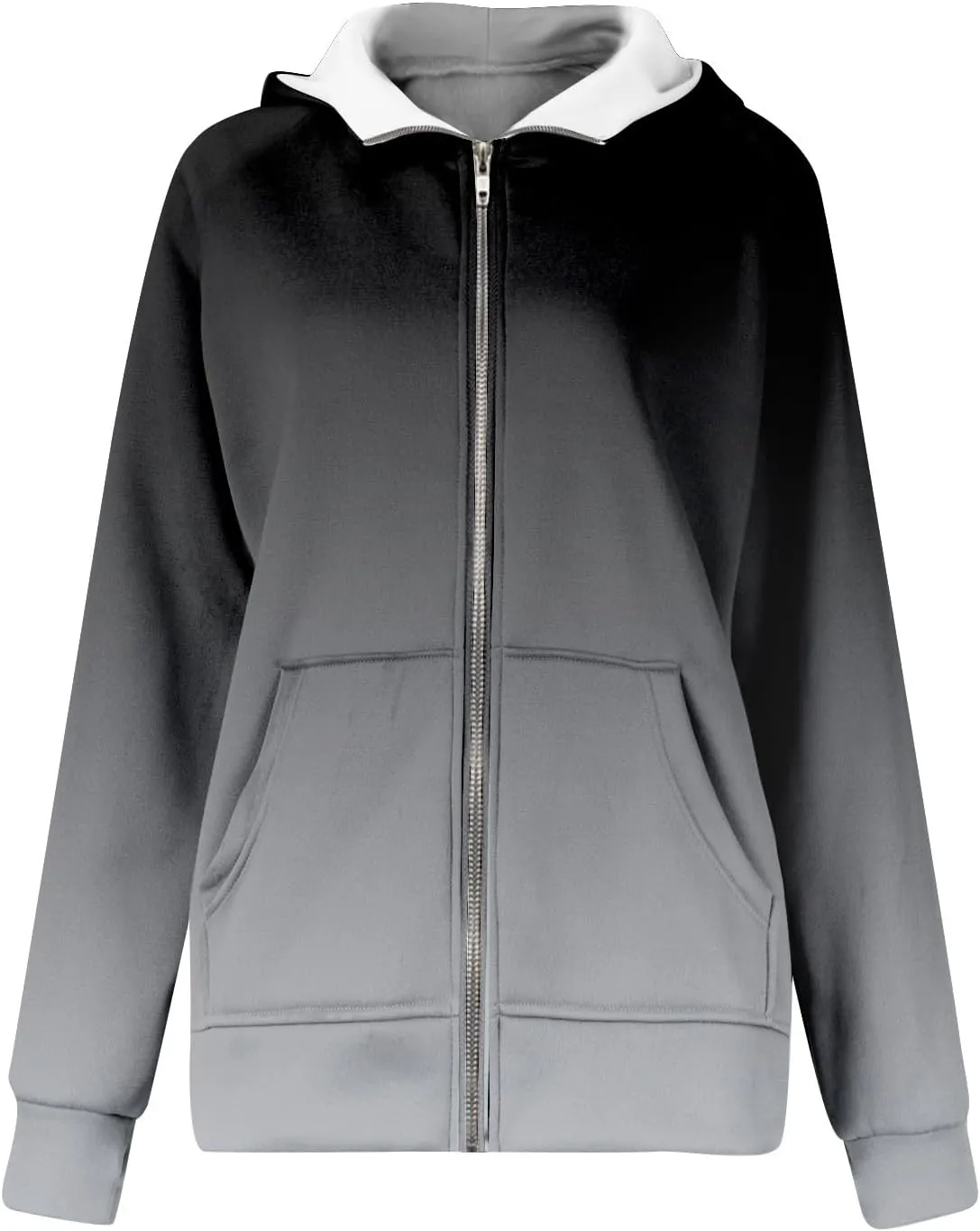 COTECRAM Womens Full Zip Up Hoodie Long Sleeve Oversized Graphic Sweatshirt Fall Jacket with Pockets Fashion Clothes 2024