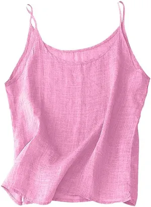 Cotton Linen Camisole Tops for Women 2025 Spaghetti Strap Loose Fit Tank Top Cami Summer Casual Sleeveless Shirts