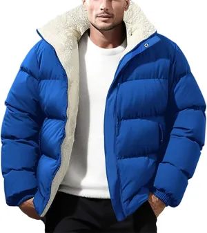 crazynekos Mens Cotton Down Jackets Winter Warm Padded Coats Outwear Fleece Sweatshirt