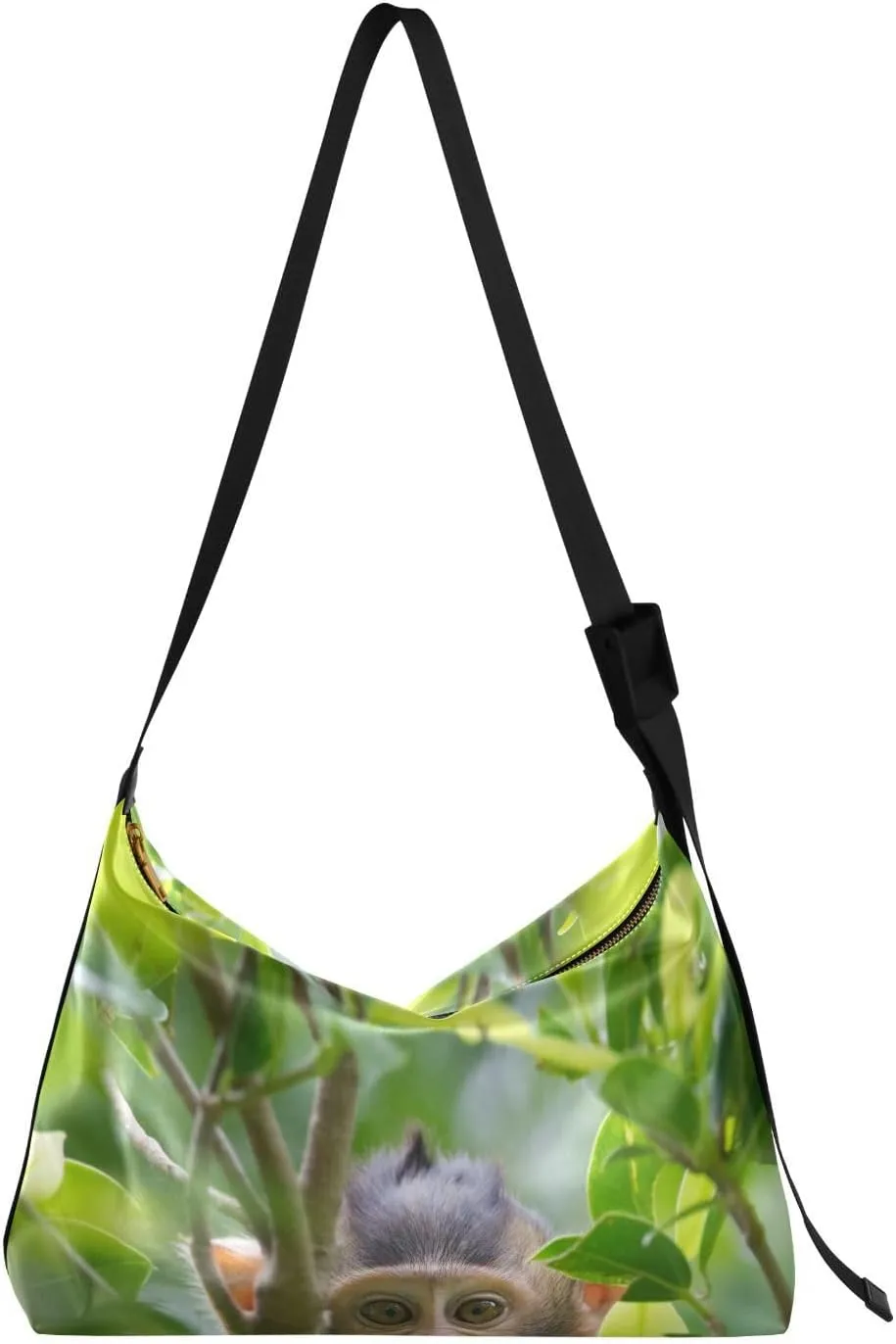 Cute Monkey Hobo Crossbody Bags for Women Leather Large Shoulder Bag Cross Body Wildlife Trendy Womens Tote Bags Handbag for Travel Shopping