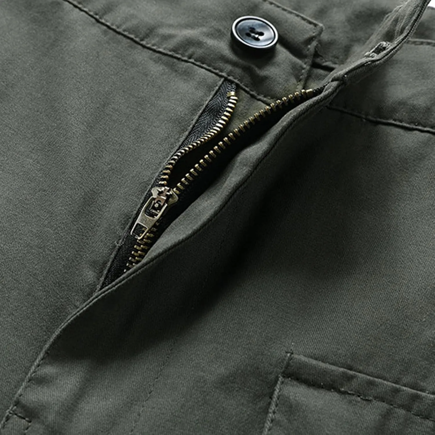 Dademeo Straight Leg Chino Shorts for Mens Casual Zipper Button Hiking Cargo Shorts Slim Fit Outdoor Vacation Tactical Shorts