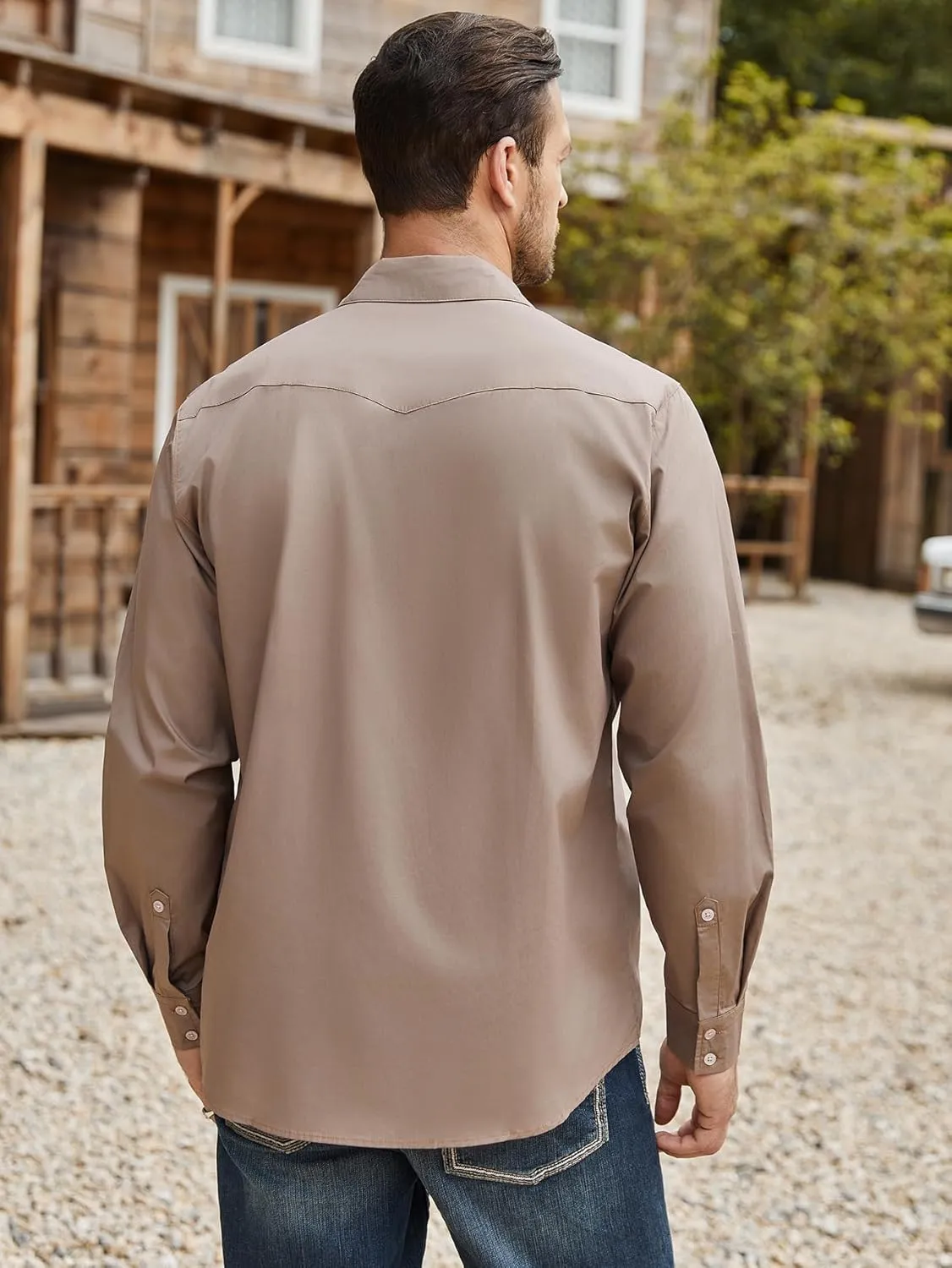 Daupanzees Men's Western Cowboy Shirts Long Sleeve Embroidered Shirts Slim Fit Casual Button Down Shirt with Pockets