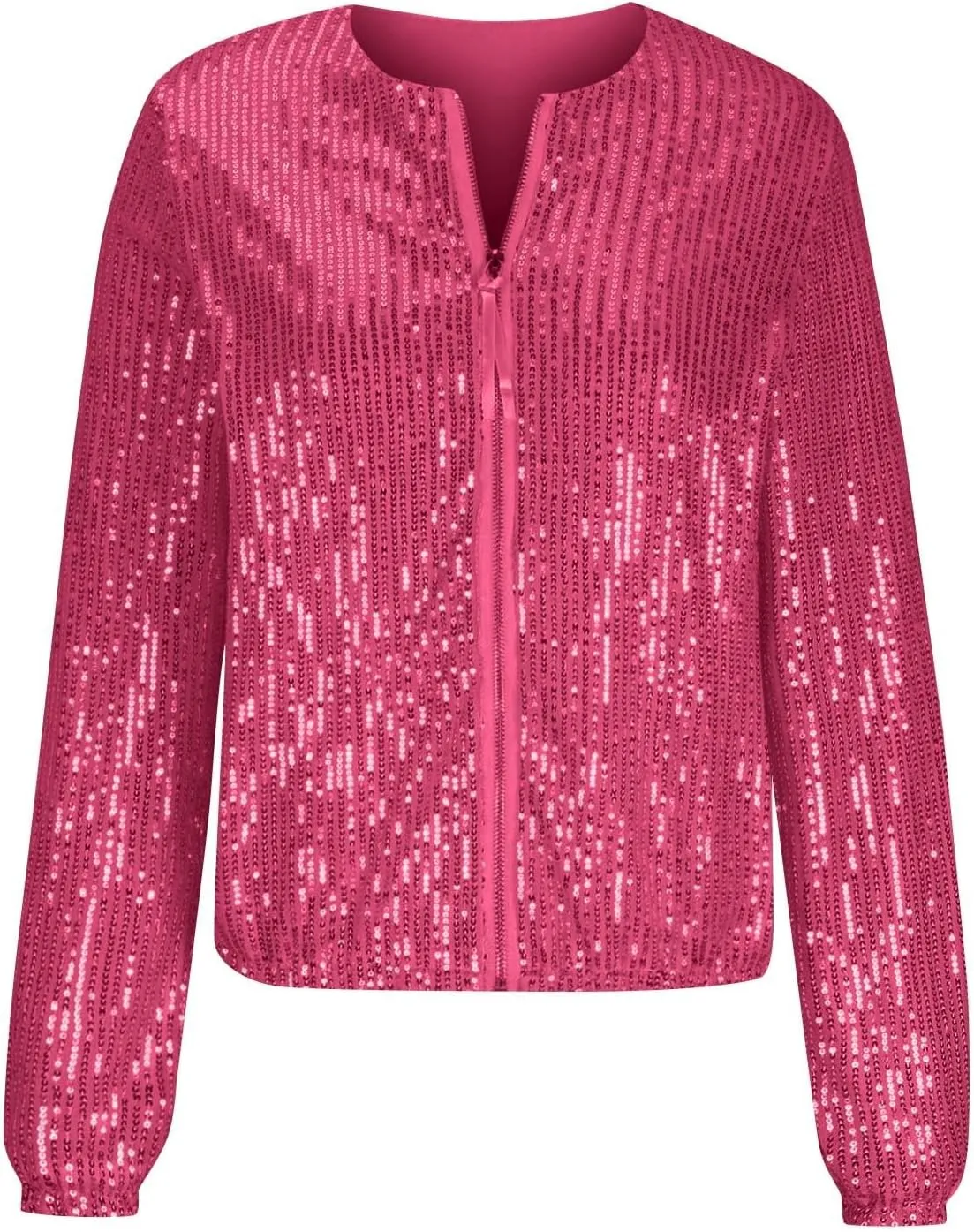 DDAPJ pyju Womens Sequin Jacket Shiny Glitter Sparkly Bomber Jackets Long Sleeve Zip Up Coats 2025 Fashion Party Clubwear