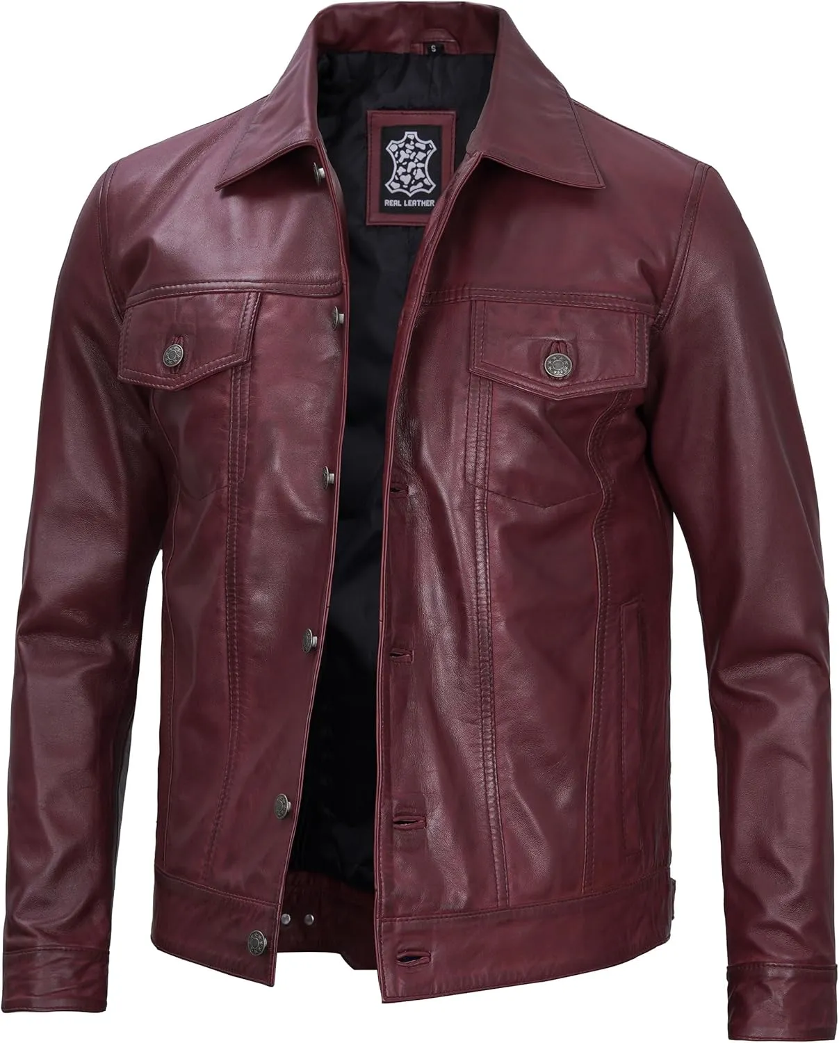 Decrum Leather Jacket For Men - Real Lambskin Vintage Trucker Mens Leather Jackets