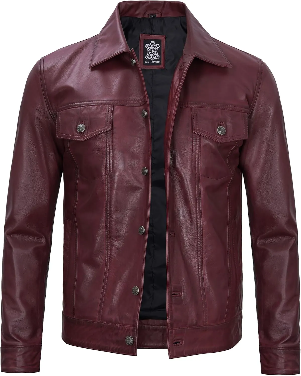 Decrum Leather Jacket For Men - Real Lambskin Vintage Trucker Mens Leather Jackets