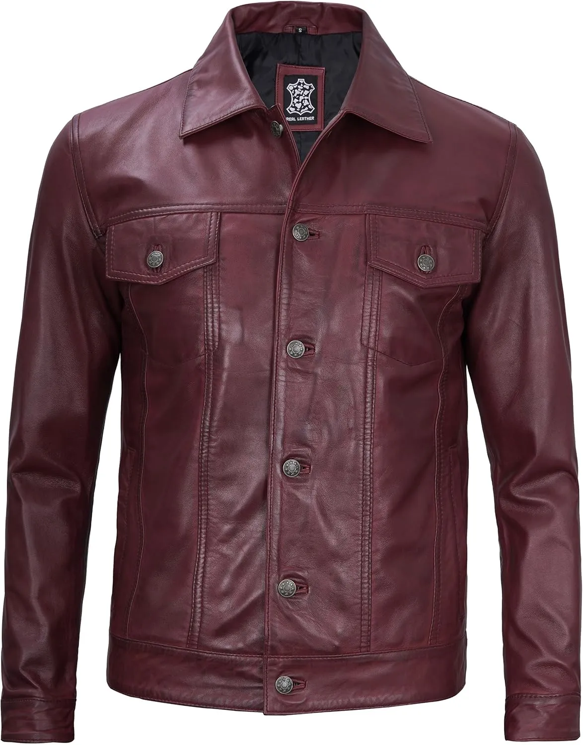 Decrum Leather Jacket For Men - Real Lambskin Vintage Trucker Mens Leather Jackets