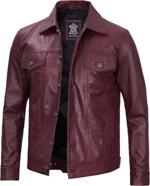 Decrum Leather Jacket For Men - Real Lambskin Vintage Trucker Mens Leather Jackets