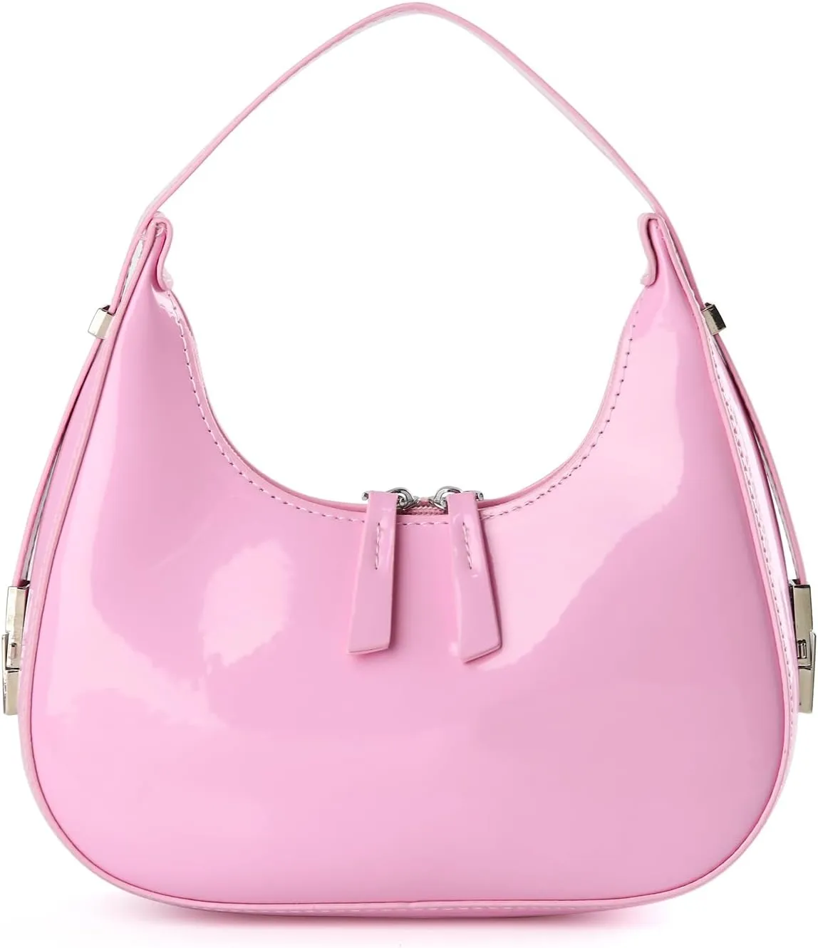 Didida Y2K Moon Bag Women's Crescent Shoulder Bag Retro Handbags Top Handle Patent Leather Cute Small Underarm Bag