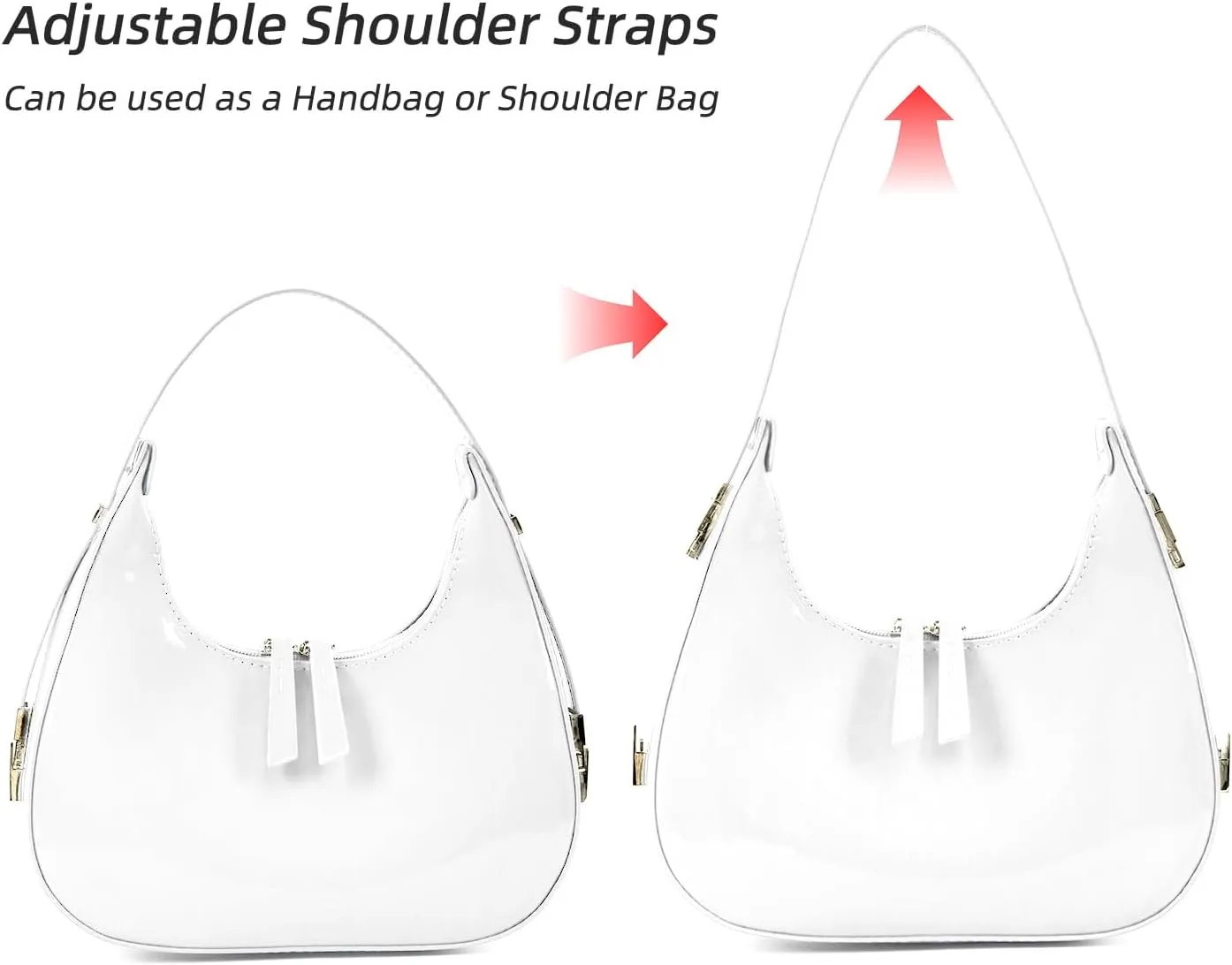 Didida Y2K Moon Bag Women's Crescent Shoulder Bag Retro Handbags Top Handle Patent Leather Cute Small Underarm Bag