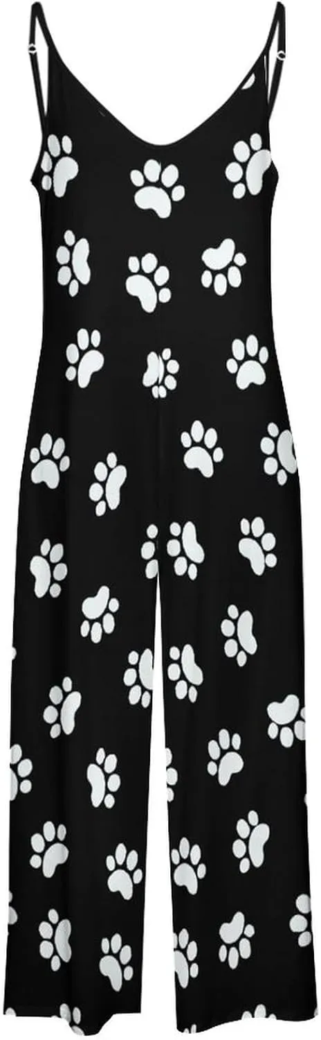 Dog Cat Animal Paws Suspender Womens Sexy Slings Rompers Sleeveless Jumpsuits Anticers Loose Bow Shoulder