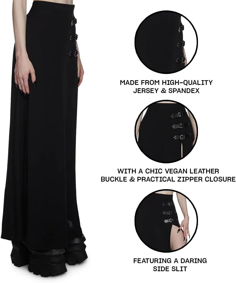 Dolls Kill Twilight Doom Maxi Skirt by Widow - Gothic Skirt with Side Slit and Zipper Closure, Perfect for Any Occasion