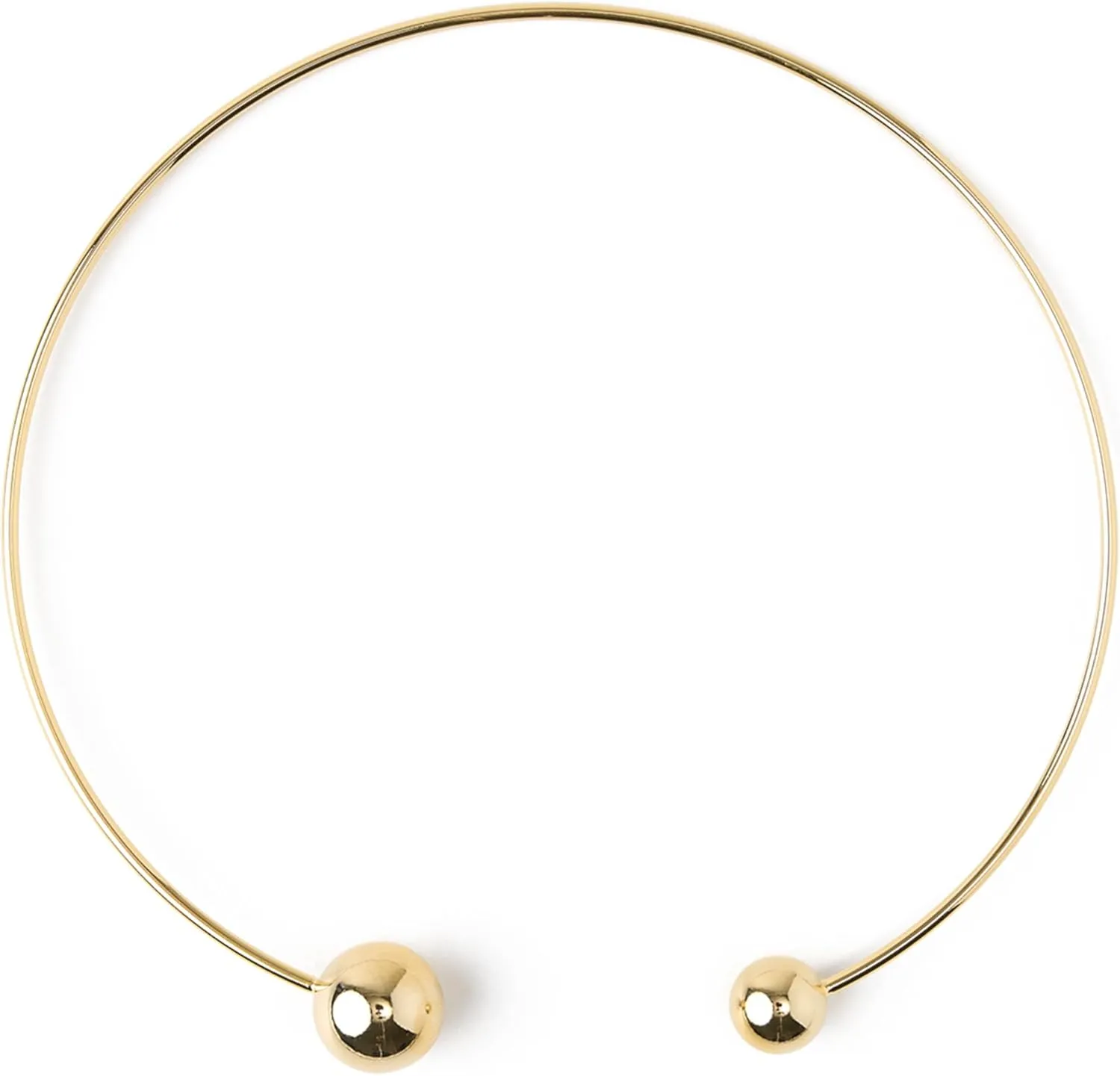 Double Orb Choker Necklace  Minimalist Open Collar Necklace with Polished Sphere Ends | Modern Statement Jewelry | Gold or Silver Plated