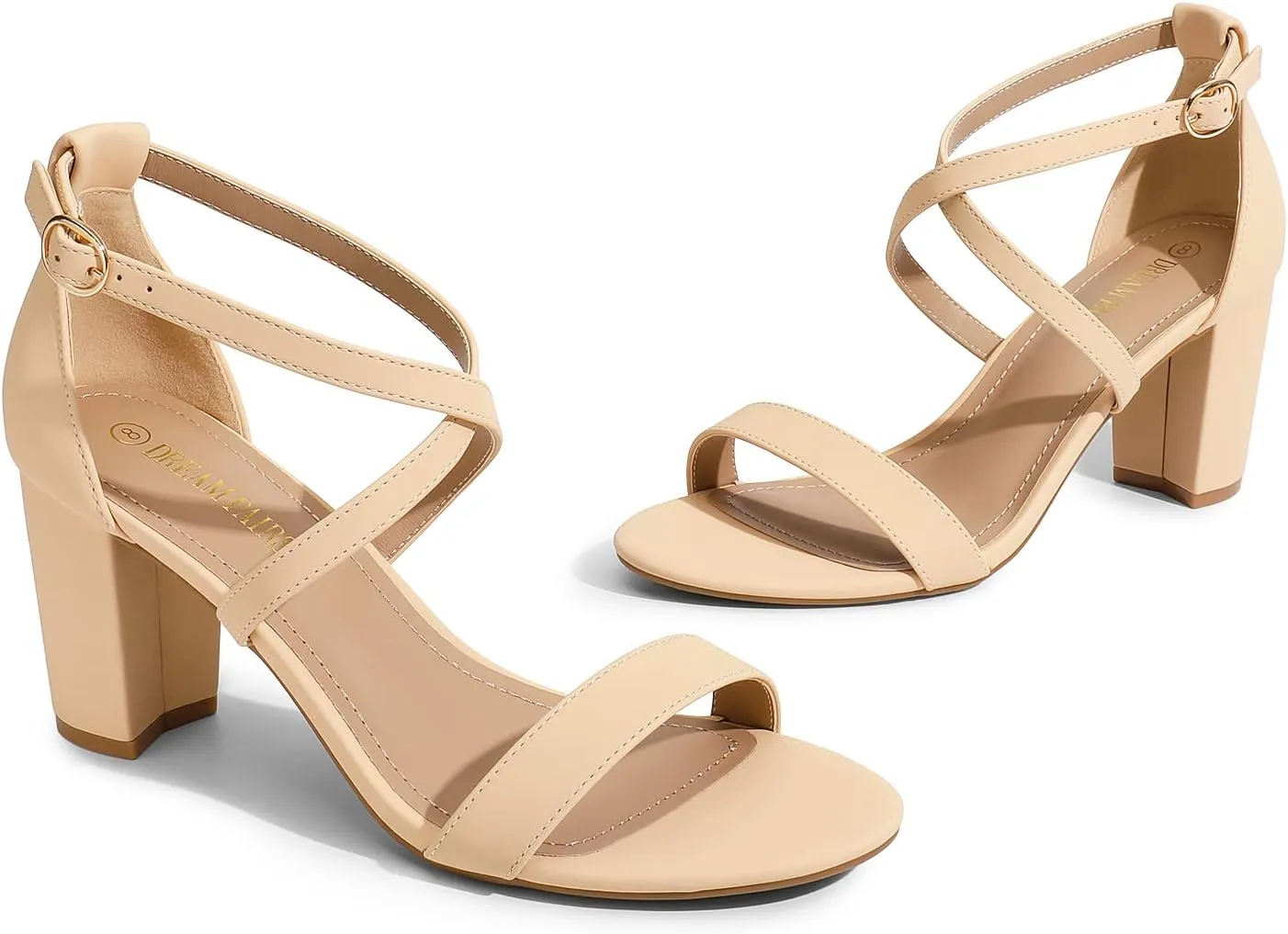 DREAM PAIRS Women??s Ankle Strap Dress Low Chunky Block Open Toe Heel Sandals for Party Wedding
