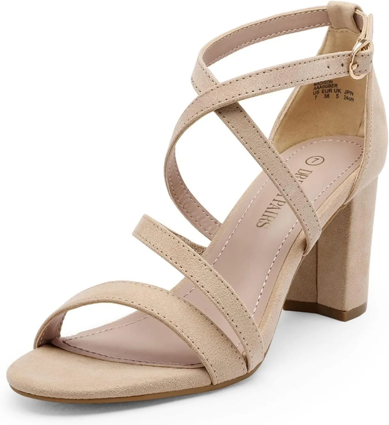 DREAM PAIRS Women??s Ankle Strap Dress Pump Low Chunky Heel Sandals