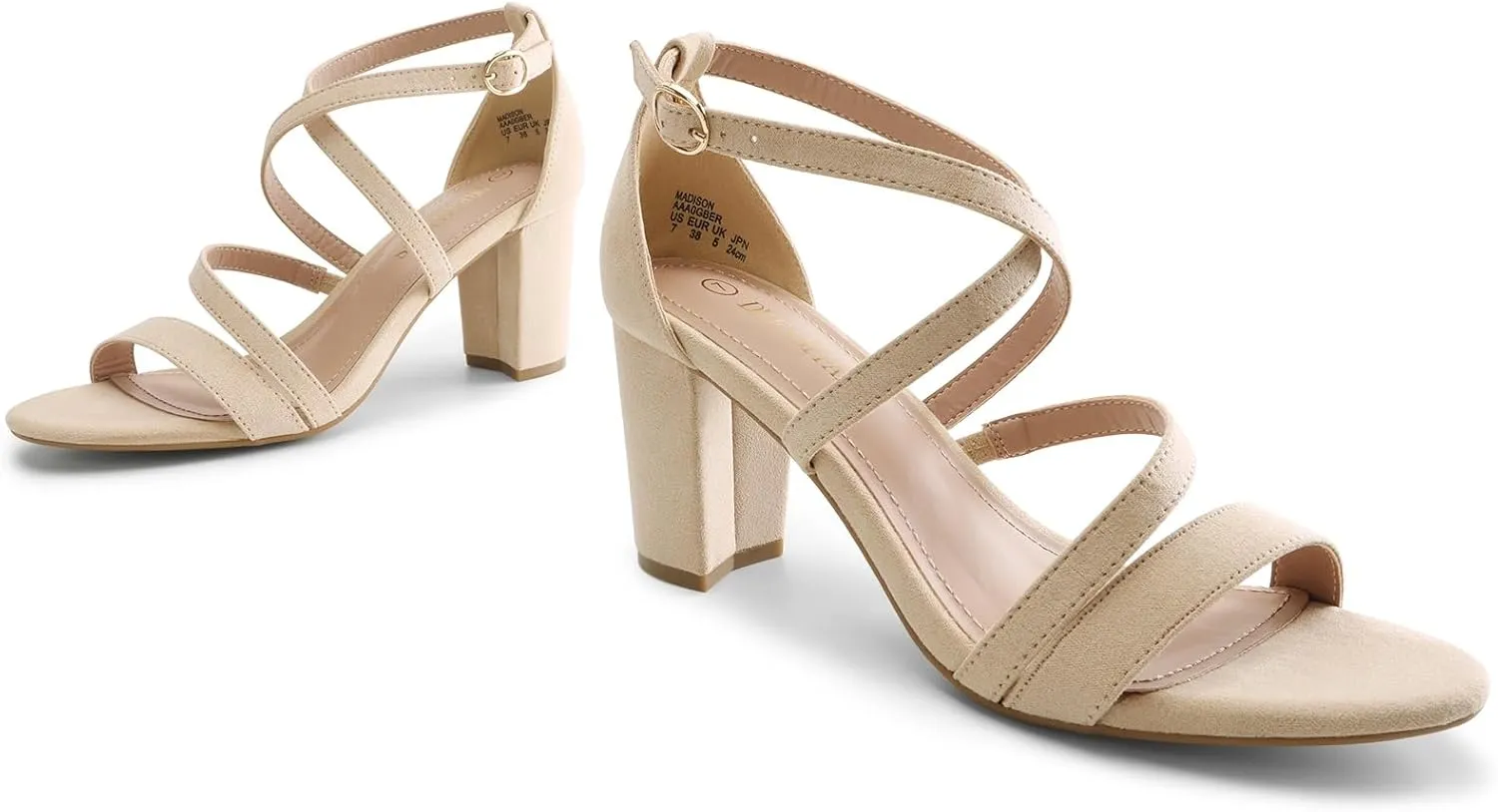 DREAM PAIRS Women??s Ankle Strap Dress Pump Low Chunky Heel Sandals